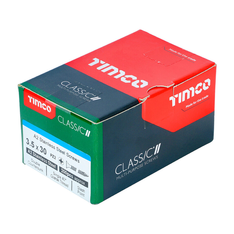 Timco 3.5 X 30 Stainless Steel Countersunk Woodscrews (200 Pcs) - Image 2